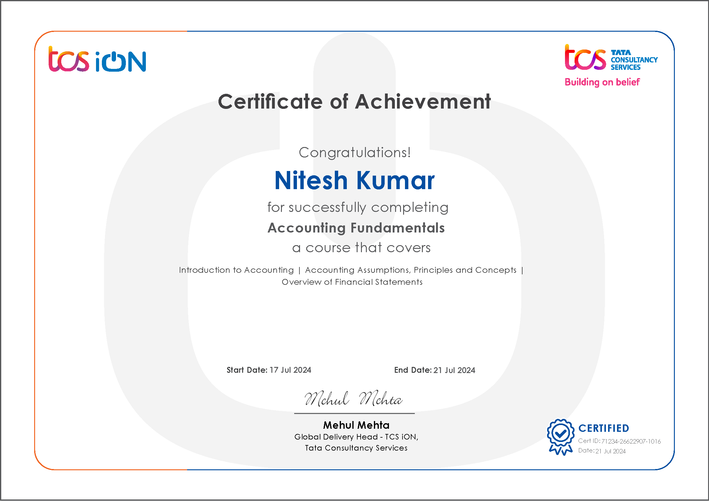 TCS Accounting Fundamentals